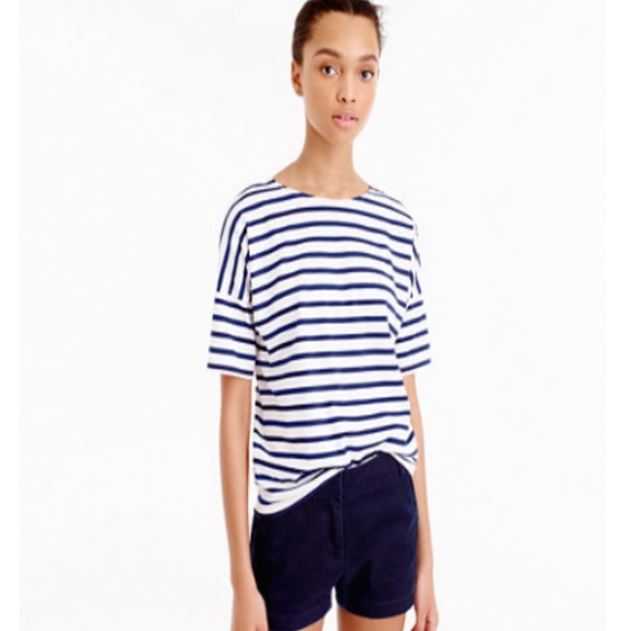 J. Crew Black and White Striped Crew Neck Short Sleeve T Shirt Size S - Picture 2 of 5